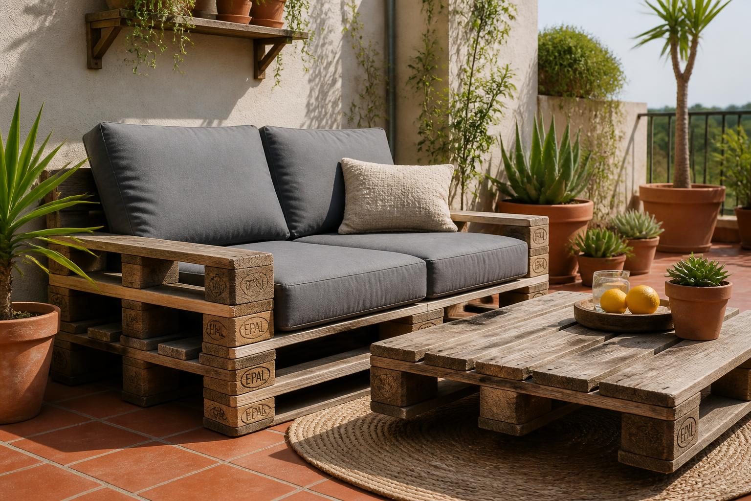 Salon de jardin en palette : le plan complet et coté
